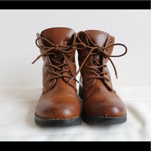 Forever 21 Faux Leather Tie Up Boots